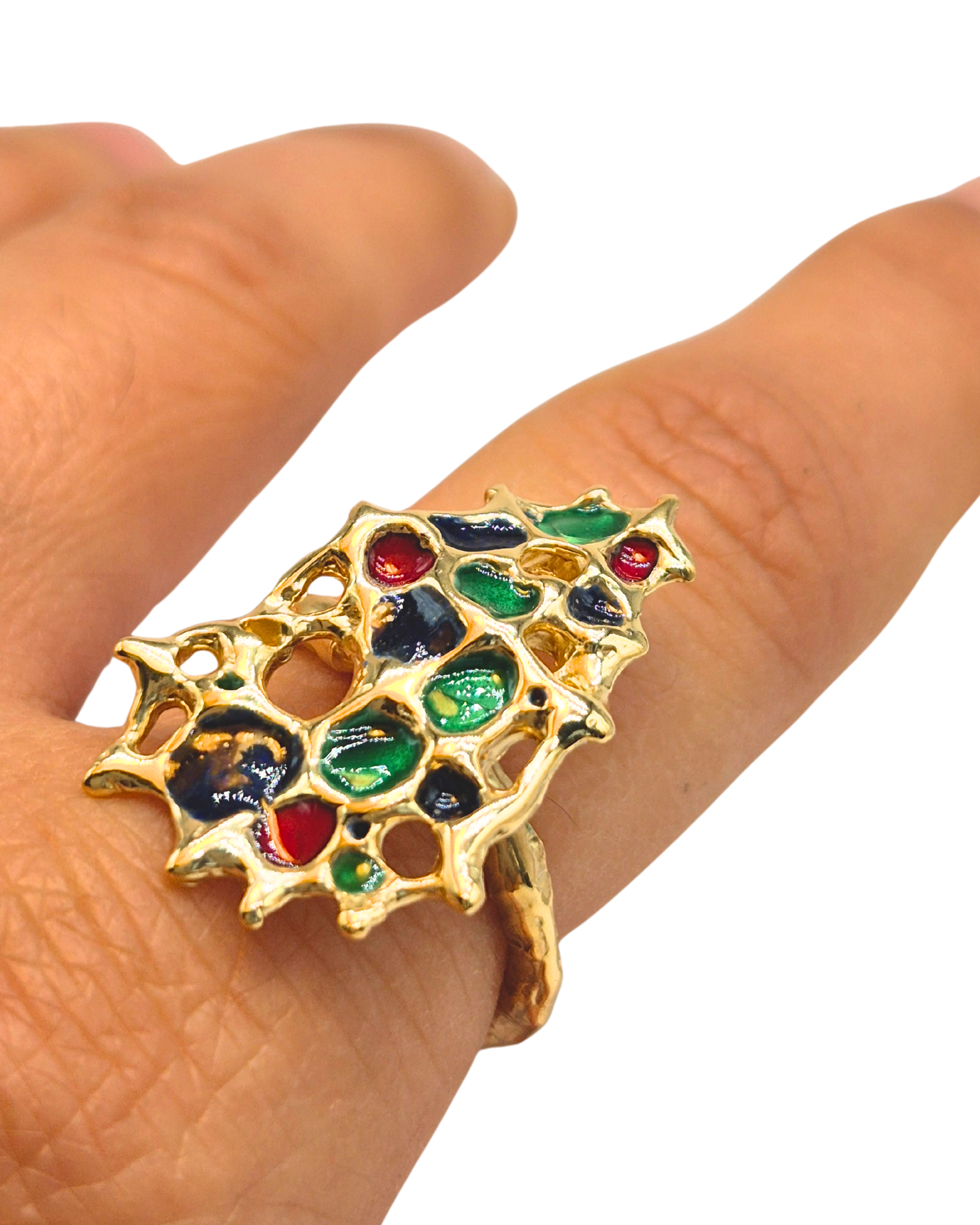 Kış Yüzüğü -Sıcak Mineli Gümüş Üzeri Altın kaplama