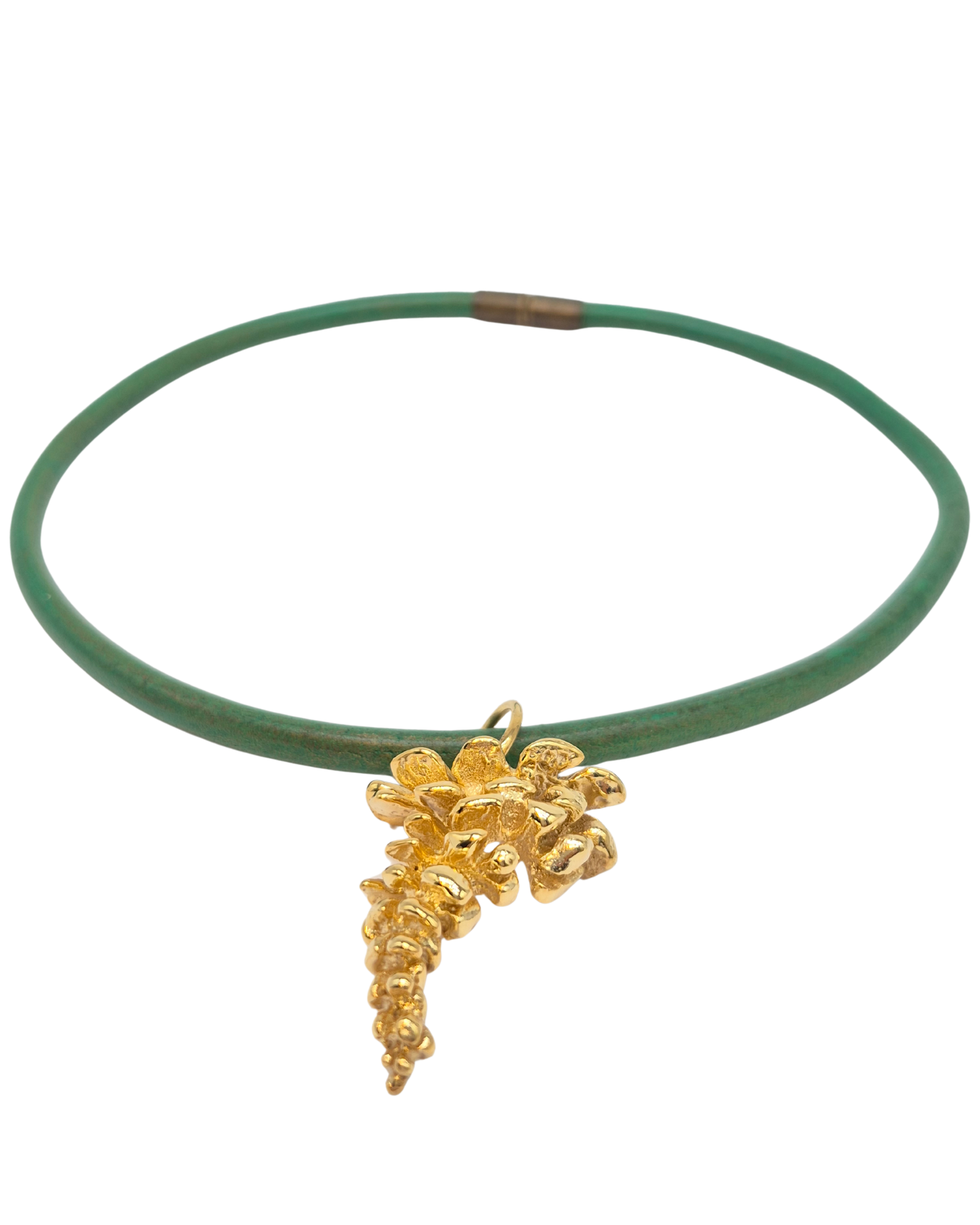 Pine Cone Texture Necklace - Handmade Gold Plated Bronze