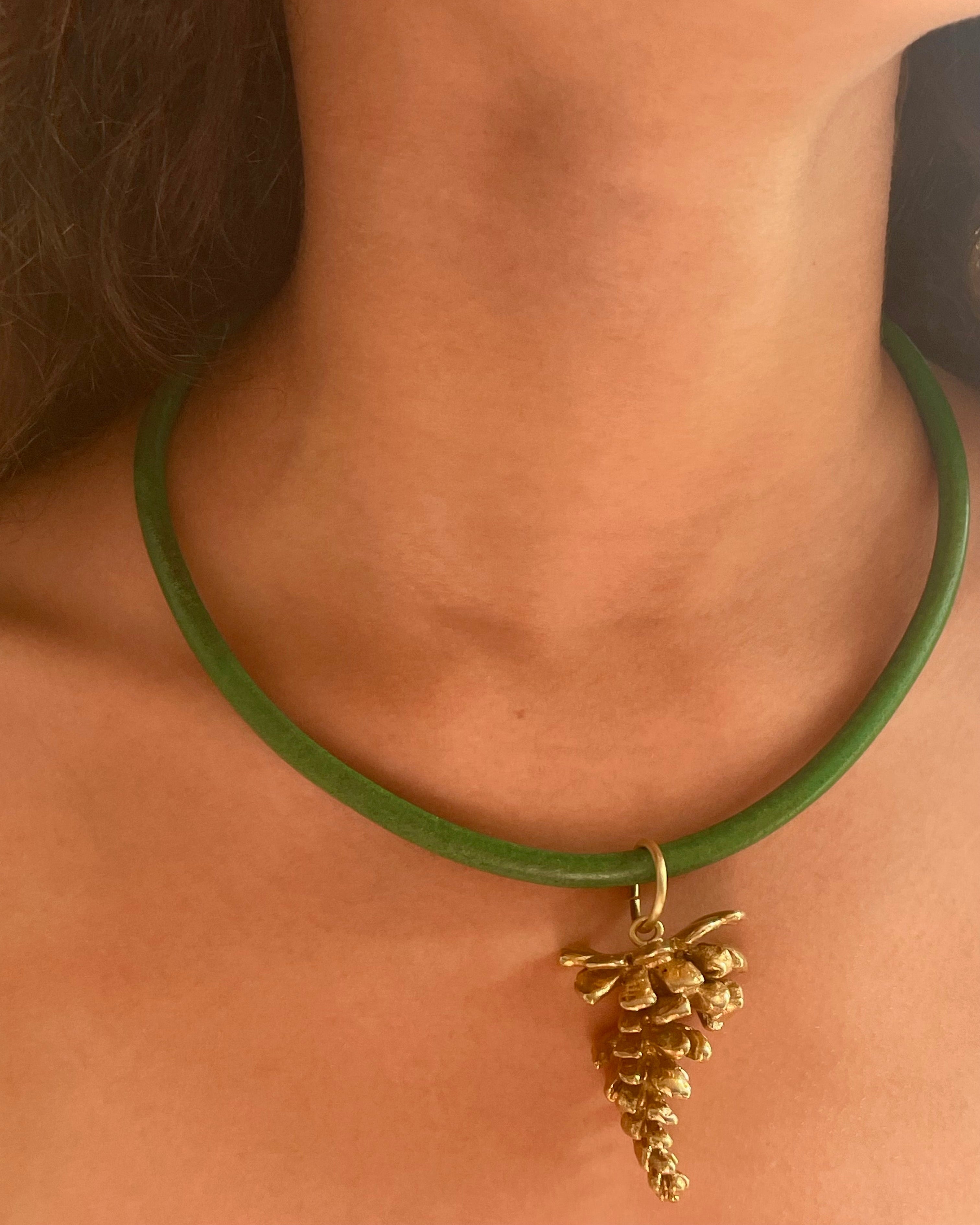 Pine Cone Texture Necklace - Handmade Gold Plated Bronze