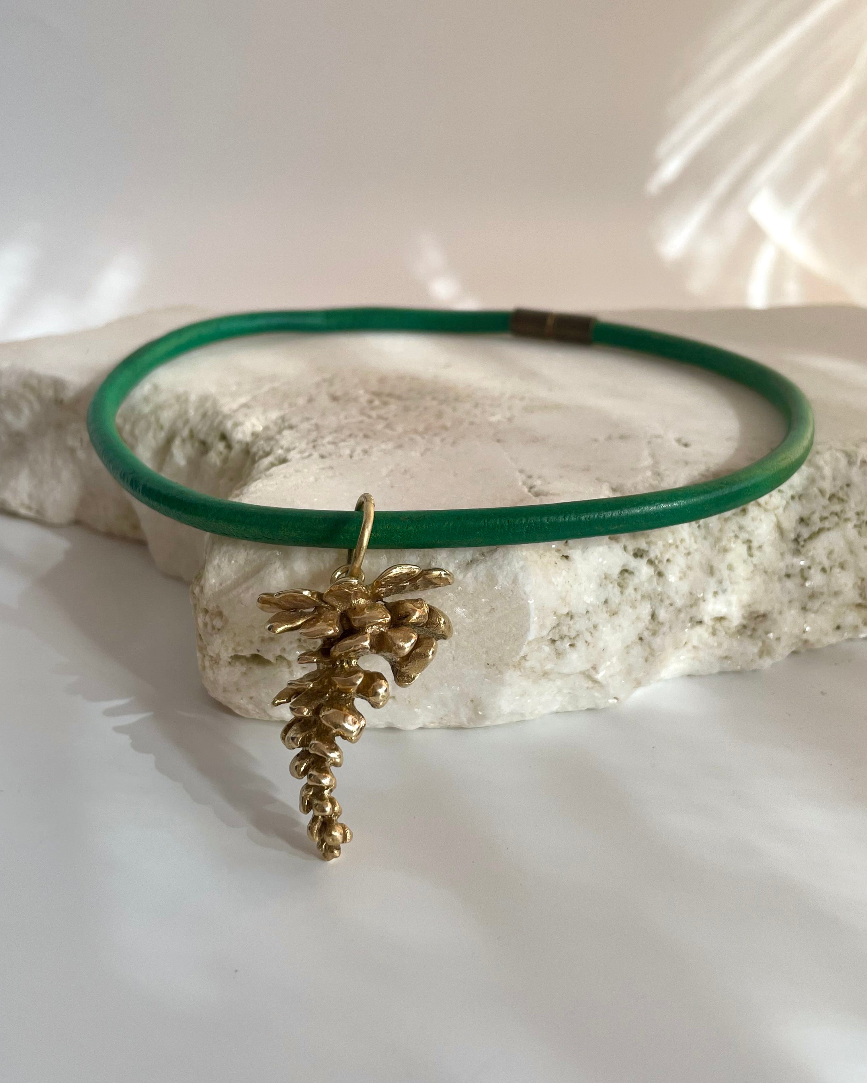 Pine Cone Texture Necklace - Handmade Gold Plated Bronze