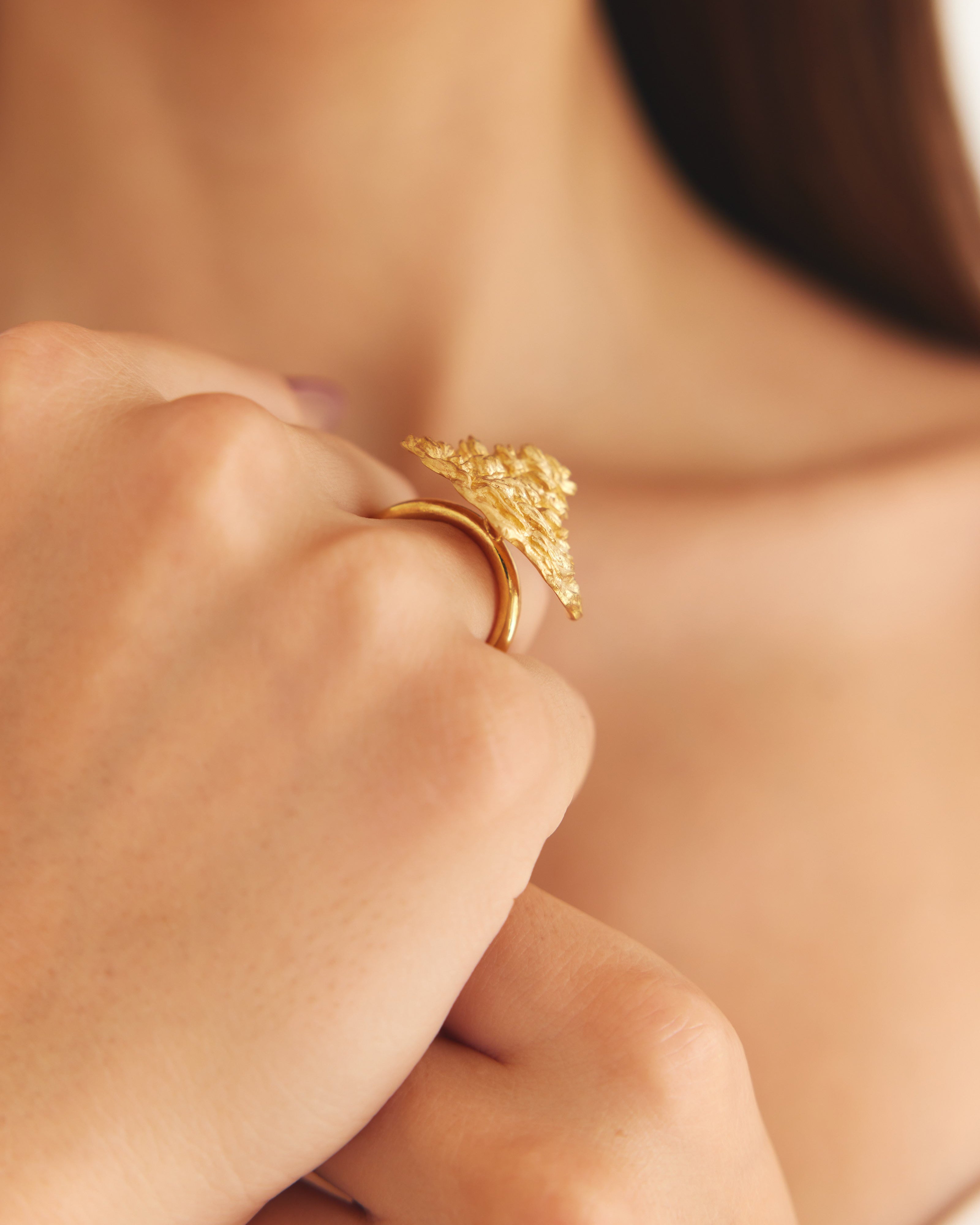 Rock Layer Ring - Handmade Gold Plated on Bronze