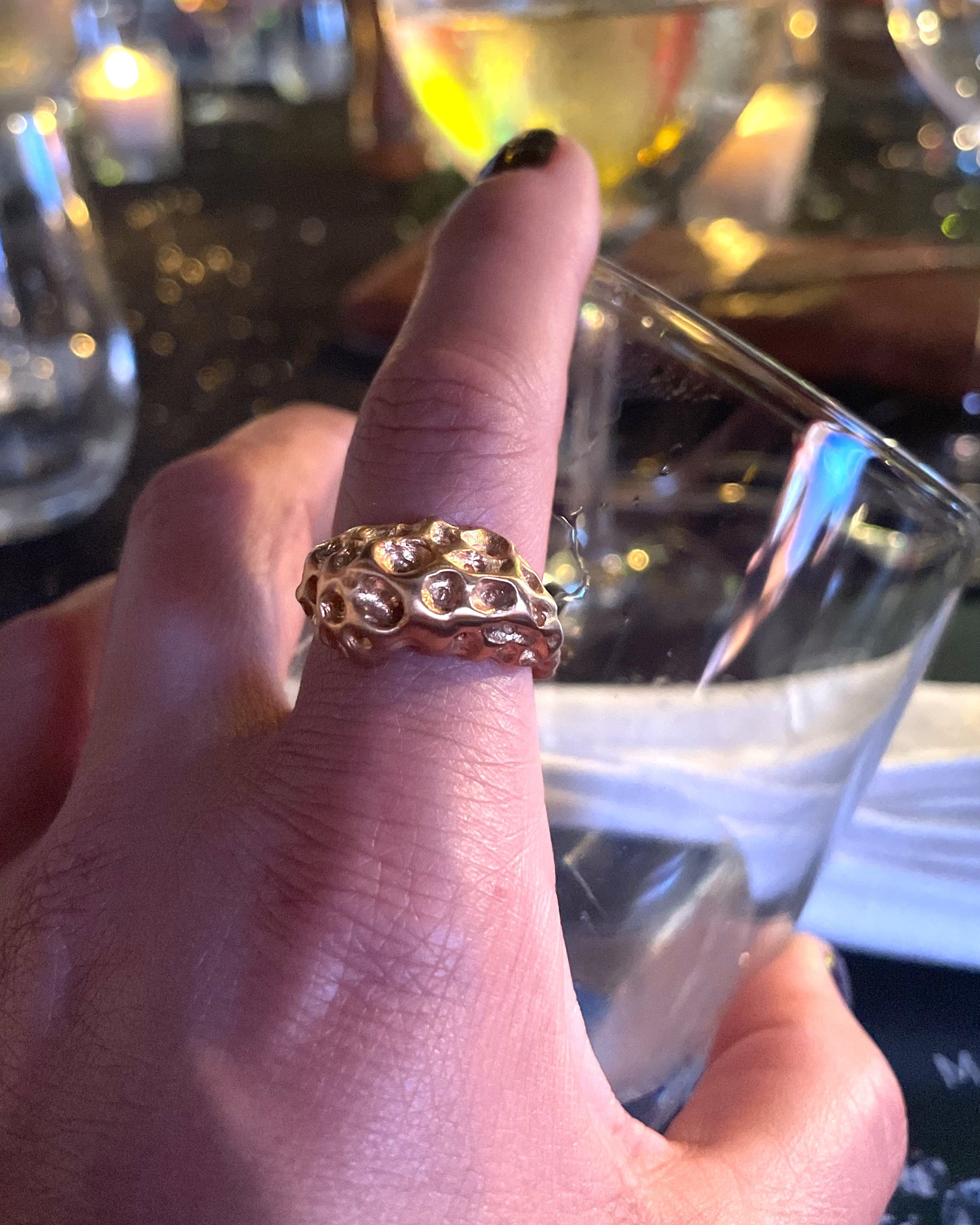 Taş Dokulu Yüzük / Pirinç Üzeri Altın Kaplama