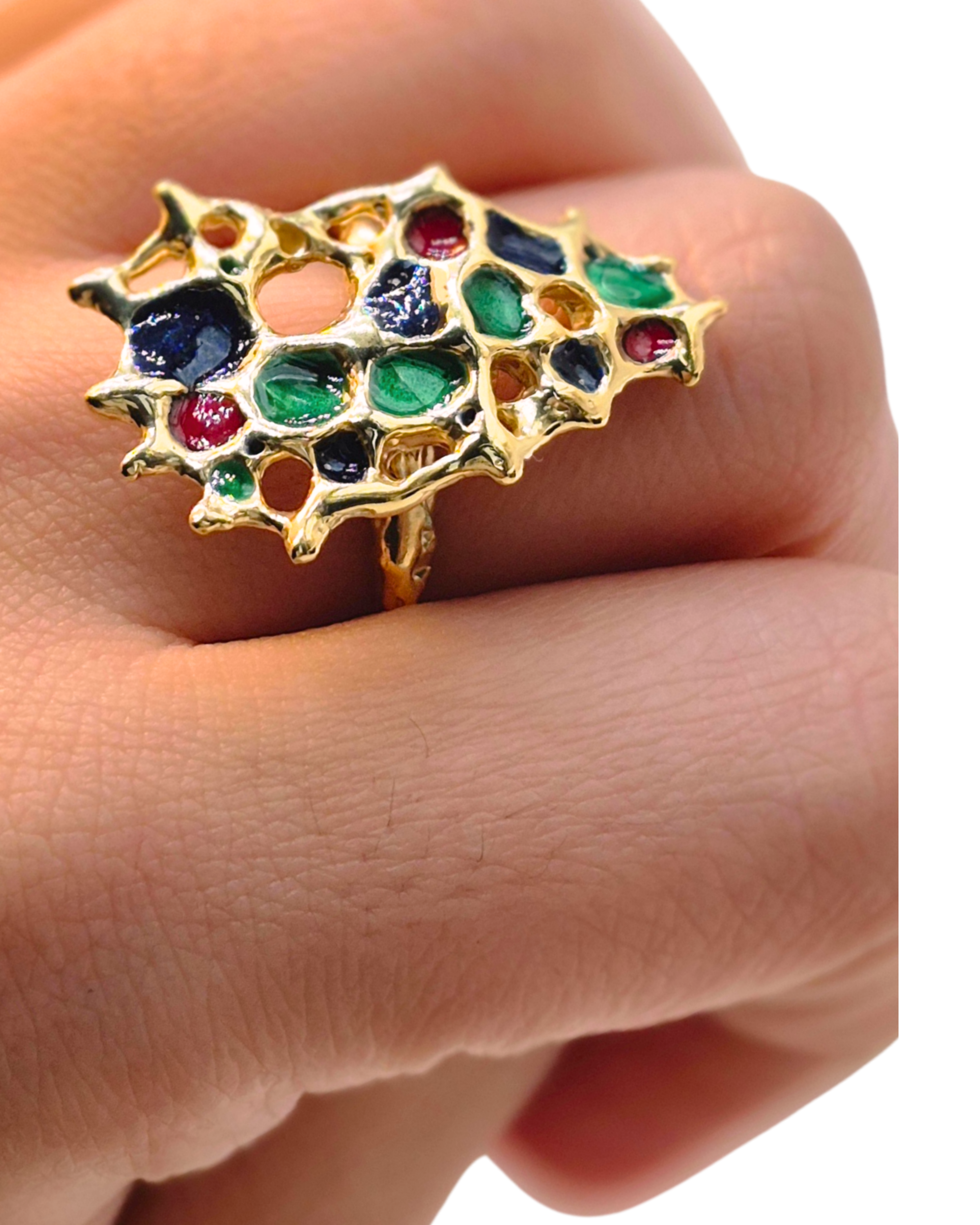 Kış Yüzüğü -Sıcak Mineli Gümüş Üzeri Altın kaplama