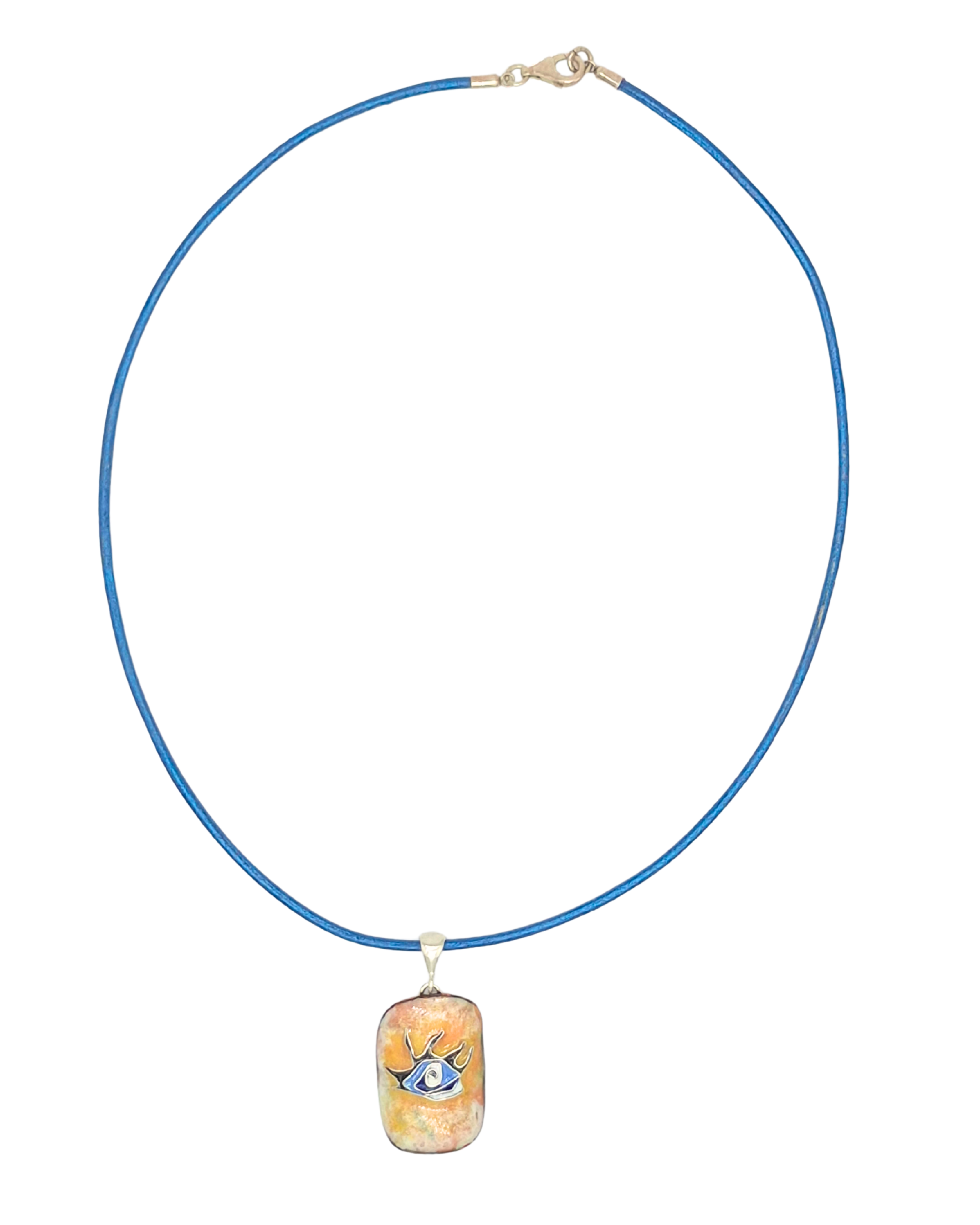 Rustik Nazar Kolye-Bakır Üzeri Sıcak Mineli