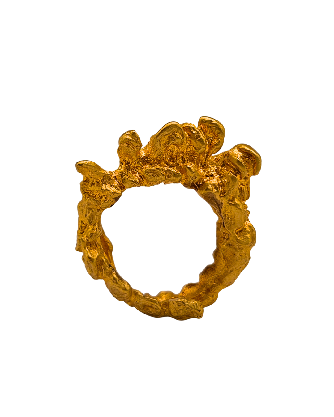 Lodos Tahtası Dokulu Yüzük - Pirinç Üzeri Altın Kaplama