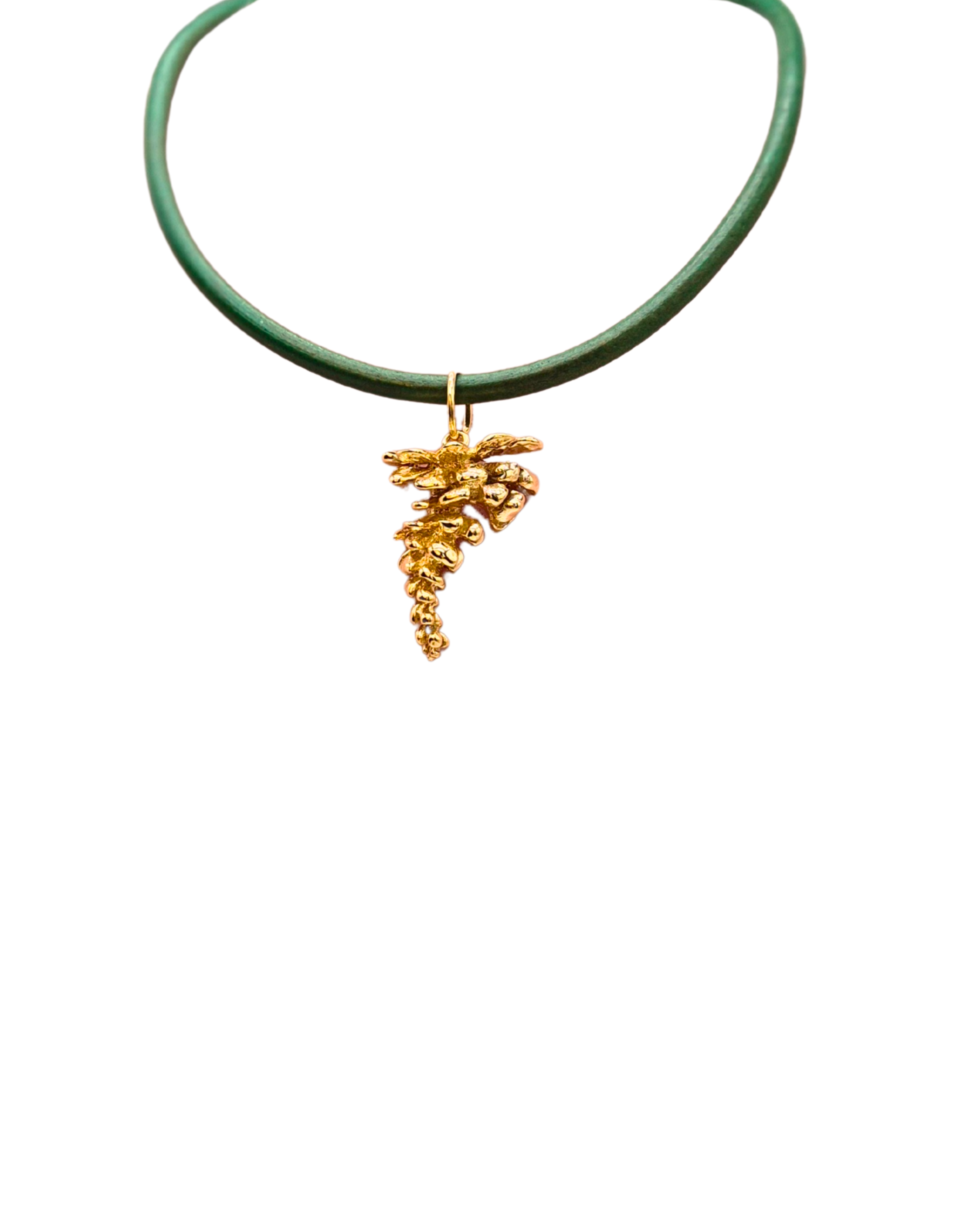 Pine Cone Texture Necklace - Handmade Gold Plated Bronze