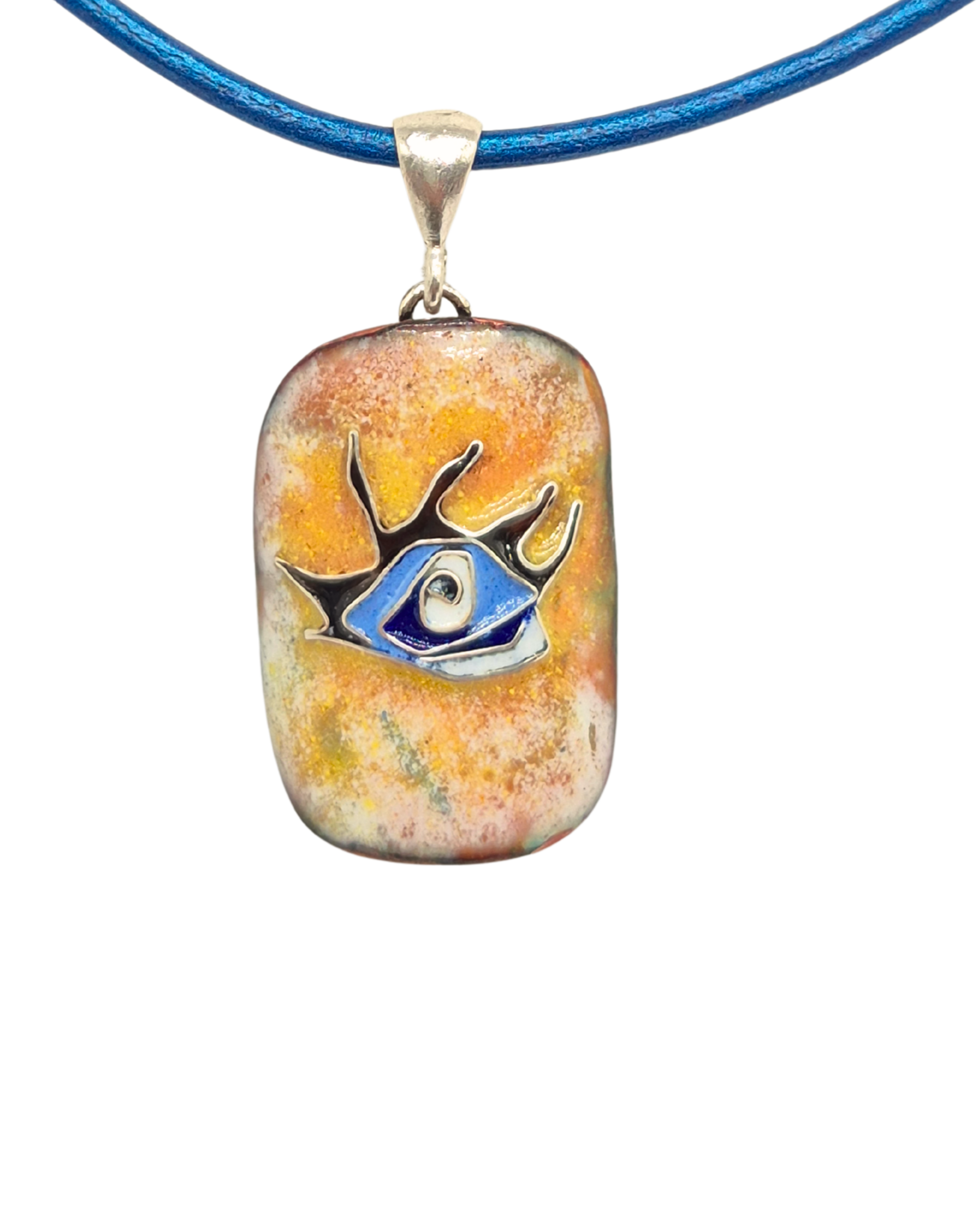 Rustik Nazar Kolye-Bakır Üzeri Sıcak Mineli