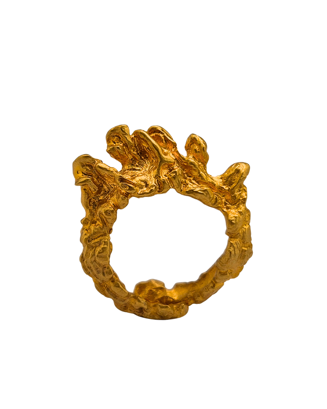 Lodos Tahtası Dokulu Yüzük - Pirinç Üzeri Altın Kaplama