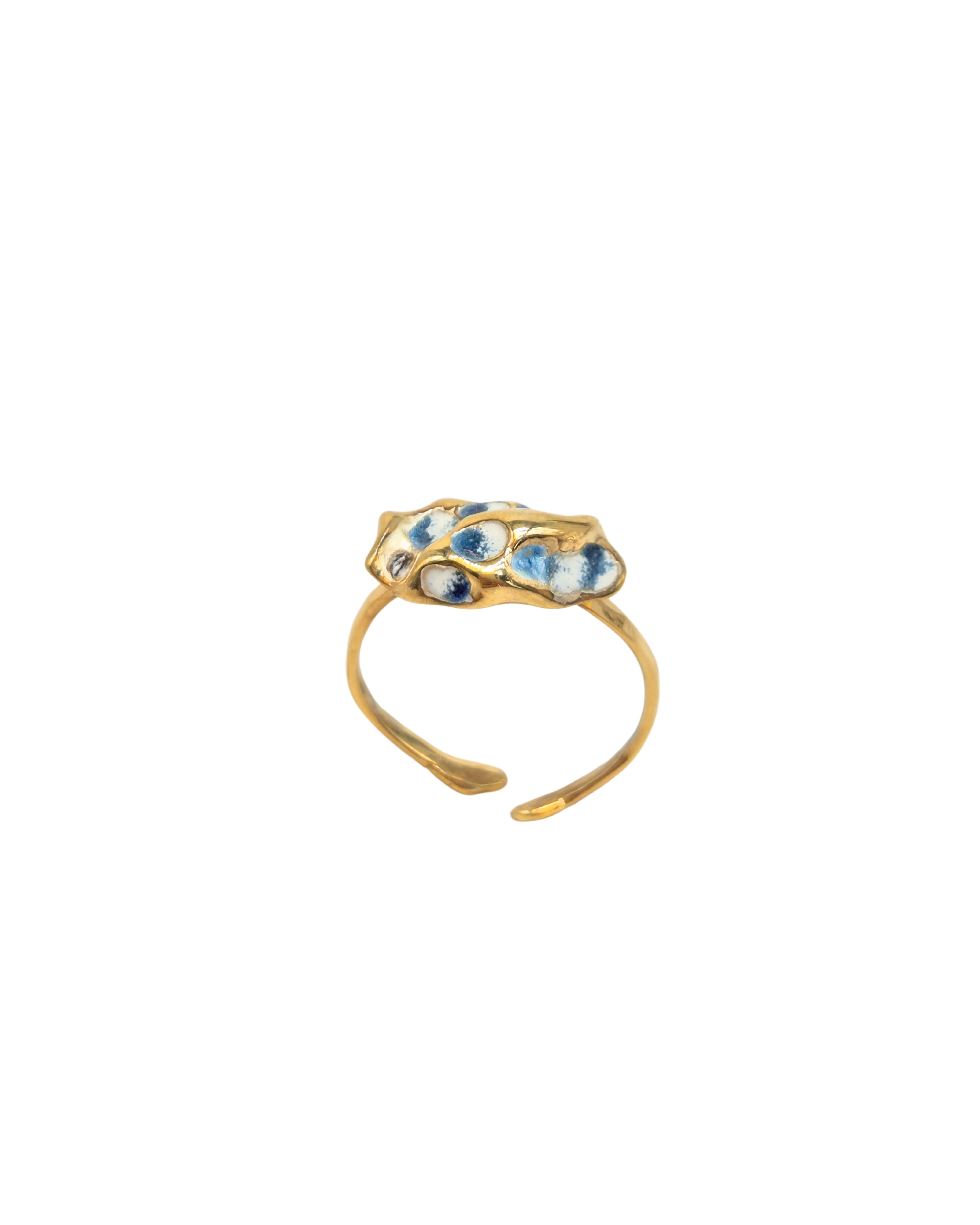 Mavili Yüzük-Gümüş Üzeri Altın Kaplama